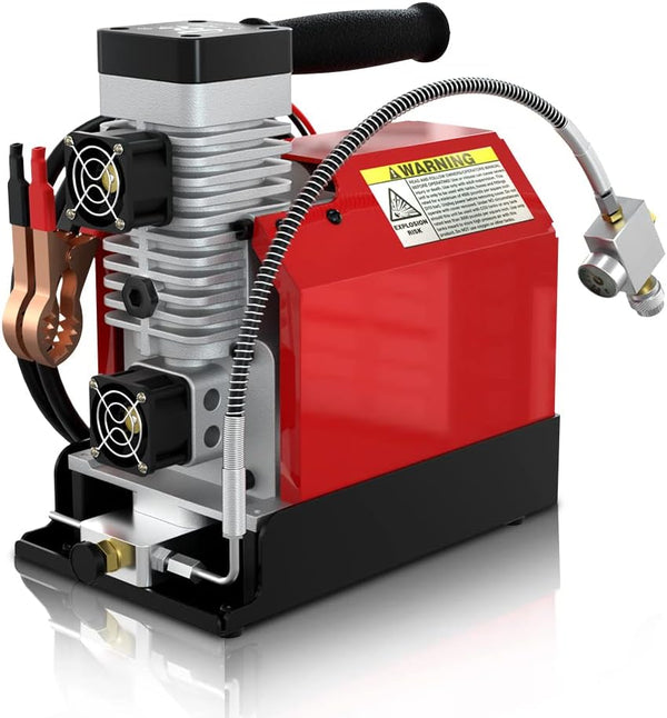 GX Pump CS2 Tragbarer PCP-Luftkompressor, 4500 psi/30 MPa, Stromversorgung über 12 V Gleichstrom im Auto oder 110 V Wechselstrom zu Hause mit Adapter